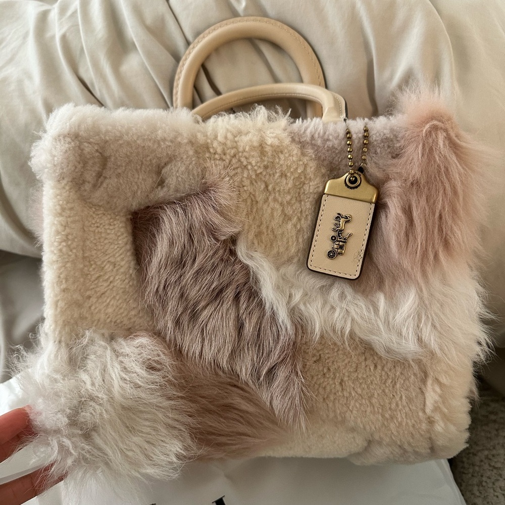 Coach Shearling Rogue 25 Patchwork Bag